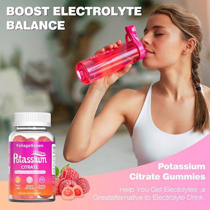 Potassium Supplement Gummies 1000mg - Potassium Supplement for Leg Cramps, Muscle & Heart Health - 1 Month Supplement (60 Count)