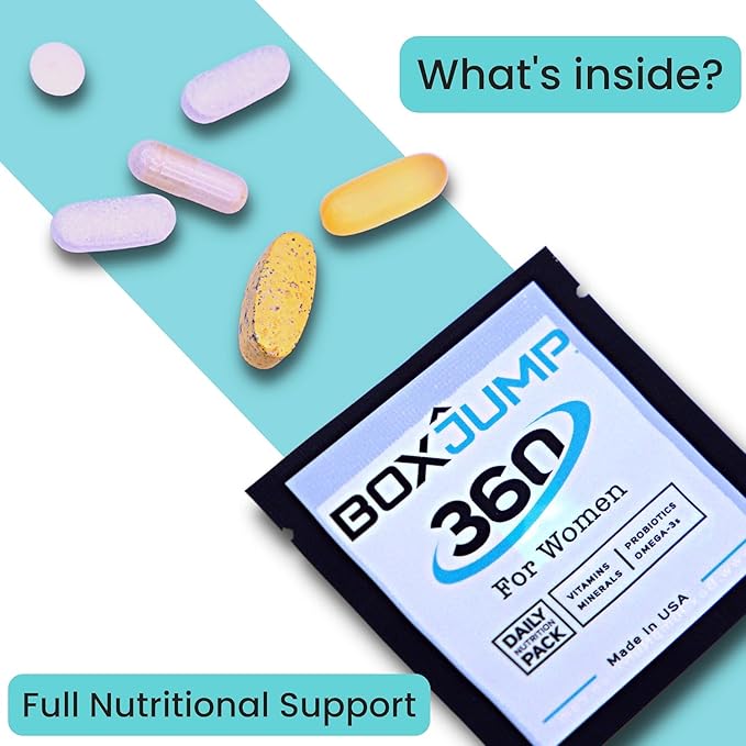 Daily Multivitamin Packs for Women - Packed with All Essential Minerals and Vitamins for Women - Boost Energy, Increase Endurance, Aid Immune Support - Vitamin D, C, E, A, B12+ (30-Day) - BoxJump 360