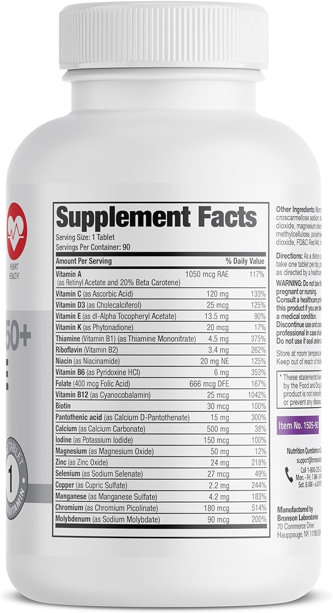 Bronson ONE Daily Women’s 50+ Complete Multivitamin Multimineral, 90 Tablets