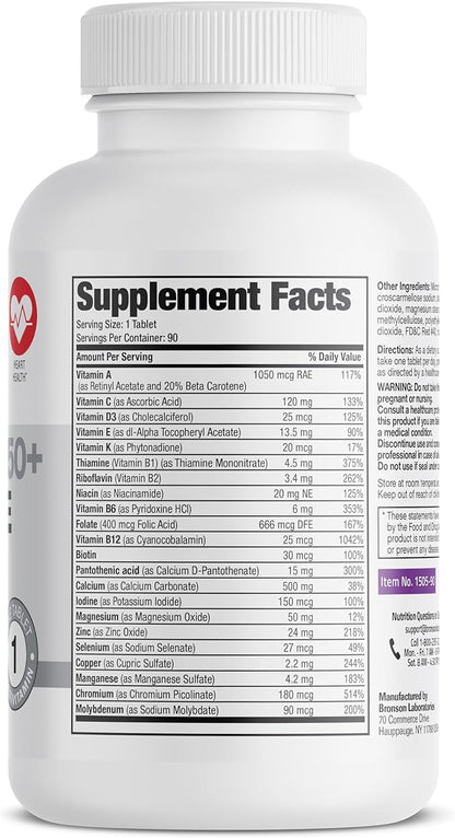 Bronson ONE Daily Women’s 50+ Complete Multivitamin Multimineral, 90 Tablets