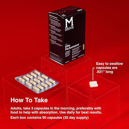 Mdrive Elite Test Booster for Men - Supports Immune Health, Energy, VO2Max, Recovery, Stress Relief, Lean Muscle, KSM-66 Ashwagandha, DIM, Fenugreek, 90 Capsules