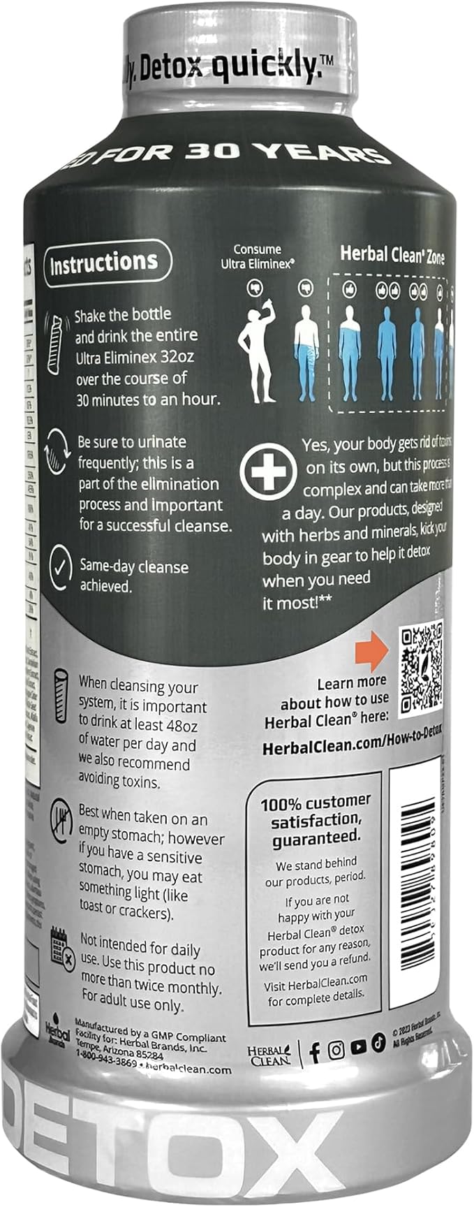 Herbal Clean - Ultra Eliminex, Premium 1 Step Ultimate Cleanse, Same-Day Detox, (Straw-Mango, 32 fl oz)