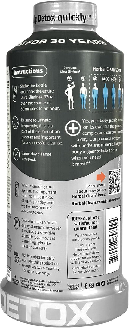 Herbal Clean - Ultra Eliminex, Premium 1 Step Ultimate Cleanse, Same-Day Detox, (Straw-Mango, 32 fl oz)