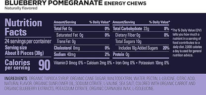 GU Energy Chews, Blueberry Pomegranate Energy Gummies with Electrolytes, Vegan, Gluten-Free, Kosher, and Dairy-Free On-The-Go Energy for Any Workout, 12 Bags (24 Servings Total)