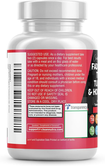 Clean Nutraceuticals Fadogia Agrestis Tongkat Ali Turkesterone Supplement with Horny Goat Weed, Saw Palmetto, Maca Root, Siberian Ginseng, Tribulus Terrestris, Fenugreek, Wild Yam - 60 Count