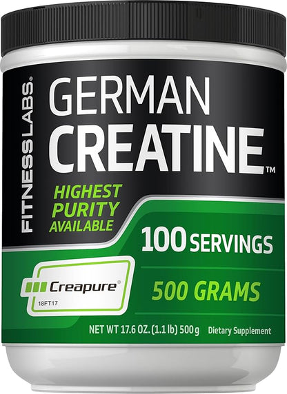 Fitness Labs German Creatine Monohydrate Powder | 1.1 lb | Creapure Fitness Supplement | 100 Servings