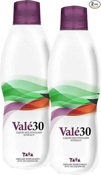 TAVA Valé30® - Liquid Multivitamin for Men, Women, and The Whole Family, Vitamin A Liquid Energy Supplements for 30 Days with Vitamin B Complex - Liquid Vitamins Boost Drink for Everyone - 2 Bottles