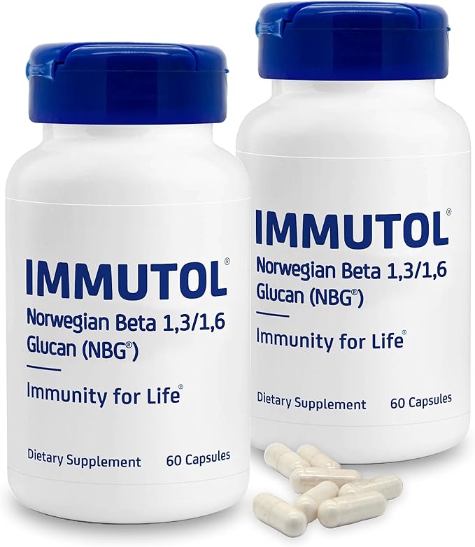 Immutol Immune Support Supplement with 750mg of Beta Glucan 1,3 1,6 - Natural Ingredients, High Potency to Boost Immunity and Overall Wellness, 60 Capsules (120)