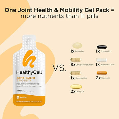 Healthycell Joint Health & Mobility - Glucosamine Chondroitin Joint Support Supplement with Curcumin and Hyaluronic Acid for Joint Comfort, Flexibility, Relief - Maximum Absorption - 30 Gel Packs