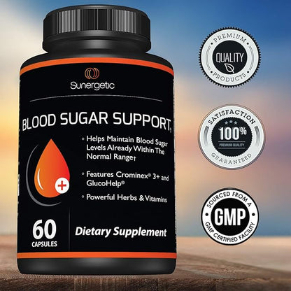 Premium Blood Sugar Support Supplement–Supports Healthy Blood Sugar Levels Already Within Normal Range – Includes Bitter Melon Extract, Vanadium, Chromium, Cinnamon, & Alpha Lipoic Acid-60 Capsules