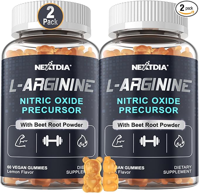 Sugar Free L Arginine Nitric Oxide Gummies 1300mg for Men & Women with L Citrulline, Beet Root, B3 | L Arginine L Citrulline Supplements for Performance, Muscle Growth & Recovery | Vegan, 120 Counts