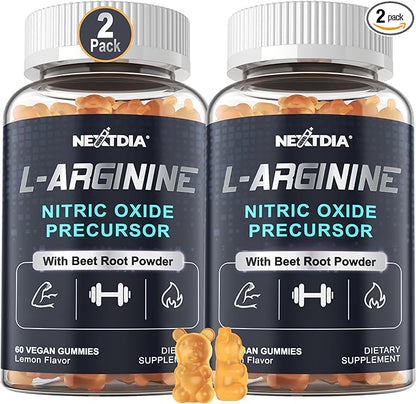 Sugar Free L Arginine Nitric Oxide Gummies 1300mg for Men & Women with L Citrulline, Beet Root, B3 | L Arginine L Citrulline Supplements for Performance, Muscle Growth & Recovery | Vegan, 120 Counts