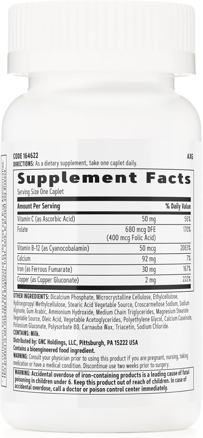 GNC Women's Iron Complete Multivitamin, 60 Caplets, Enhances Ability to Absorb Iron