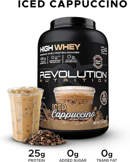 High Whey, Protein Powder, Whey Isolate, Gluten Free, Lean Muscle Mass for Men & Women, 25g of Protein Per Scoop, 908 g, 24 Servings (Iced Cappuccino, 2 Pound)