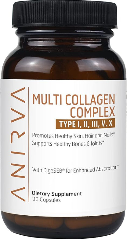 Multi Collagen Complex - Type I, II, III, V, X - Collagen Supplement for Anti-Aging, Healthy Joints, Hair, Skin and Nails