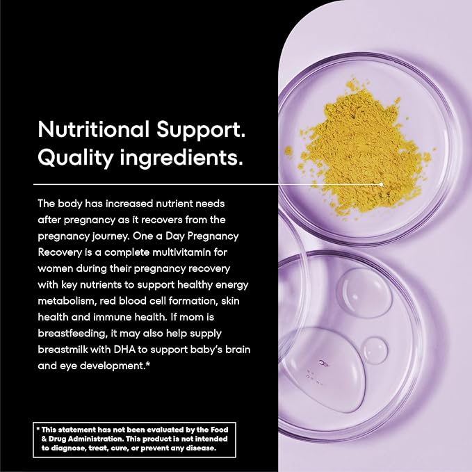 ONE A DAY Postnatal Complete Multivitamin for Post-Pregnancy with Folic Acid and Omega-3 DHA, 60 Count (Packaging May Vary)