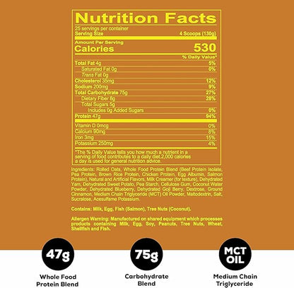REDCON1 MRE Protein Powder, Banana Nut Bread - Meal Replacement Protein Blend Made with MCT Oil & Whole Foods - Protein with Natural Ingredients to Aid in Muscle Recovery (25 Servings)