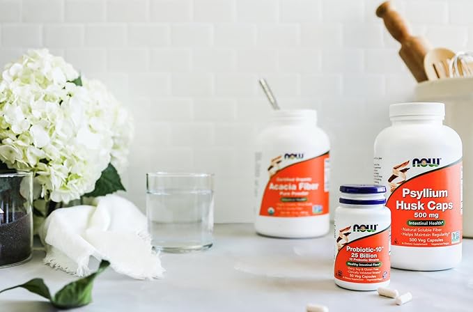 NOW Foods Supplements, Psyllium Husk Caps 500 mg, Non-GMO Project Verified, Natural Soluble Fiber, Intestinal Health*, 500 Veg Capsules