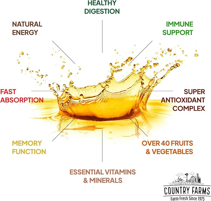 COUNTRY FARMS Liquid Multivitamin, Vitamins and Minerals for Immune Support and Energy, Herbal Blend, Vegan, Multivitamin for Women and Men, Gluten Free, Tropical Fruit Flavor, 32 fl oz