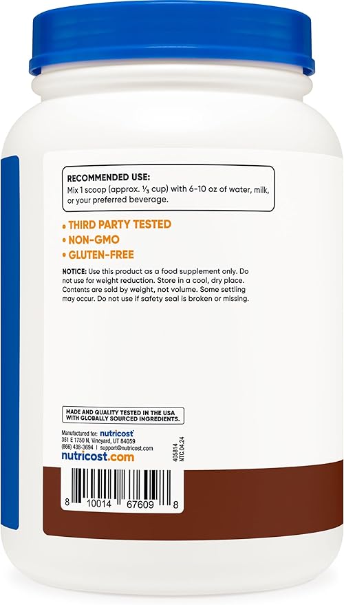 Nutricost Whey Protein Concentrate (Chocolate) 2LBS - Gluten Free & Non-GMO