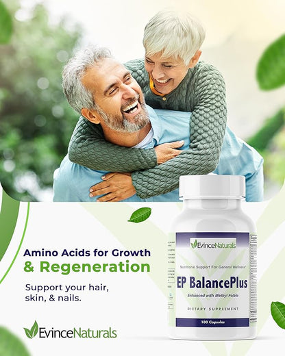 Multivitamin for Adults - EP BalancePlus Multivitamin for Men & Women - Packed with Vitamins and Minerals, Methyl Folate & Amino Acids - Nutritional Support for General Wellness, 180 Capsules