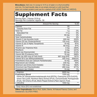 DOCTOR RECOMMENDED SUPPLEMENTS Cardio Heart Health Powder – L-Arginine Supplement 5000mg & L-Citrulline 1000mg, (Pack of 2-16.82 oz / 33.64 oz)