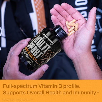 NutraBio Multisport for Men - Mens MultiVitamin - 33 Vitamins, Minerals, Micronutrients - Rich in Antioxidants - Supports Peak Athletic Performance, Energy, Metabolism (120 Vegetable Capsules)