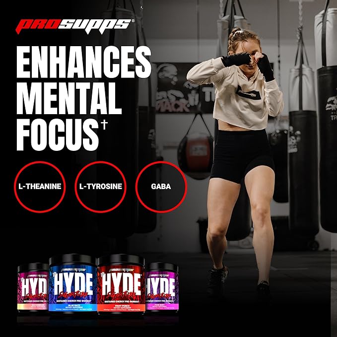 PROSUPPS Mr. Hyde Signature Pre Workout with Creatine, Beta Alanine, TeaCrine and Caffeine for Sustained Energy, Focus Pumps - Pre-Workout Energy Drink Men Women (Blue Razz, 30 Servings)