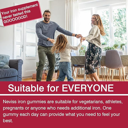 Sugar Free Iron Gummies, w/Beet Root, Vitamin C, B12, Folate for Iron Deficiency, Anemia, Energy Support, Non-Constipating, Gentle Iron Supplement for Women Men, No Rust Aftertaste, Vegan, 1 Pack