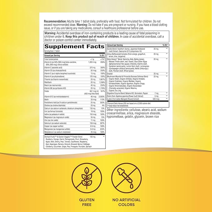 Nature's Way Alive! Adult Ultra Multivitamin, Promotes Energy Metabolism, Heart & Muscle Function*, with B-Vitamins Including Methylated B12, Gluten Free, 60 Tablets (Packaging May Vary)