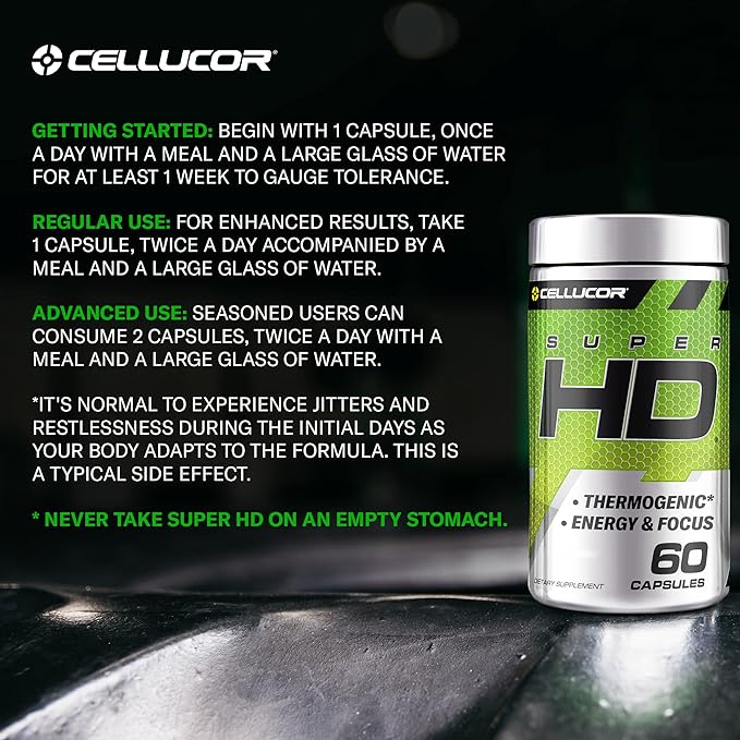 Cellucor Super HD for Men & Women - Enhance Focus and Increase Energy - Capsimax, Green Tea Extract, 160mg Caffeine & More 60 Servings