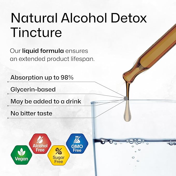 BIO KRAUTER Alcohol Detox Tincture - Liver Cleanse & Detox Formula - Milk Thistle & Dandelion - Liver Support Liquid Extract - Alcohol and Sugar Free - Vegan Liver Detox Drops 4 Fl.Oz.