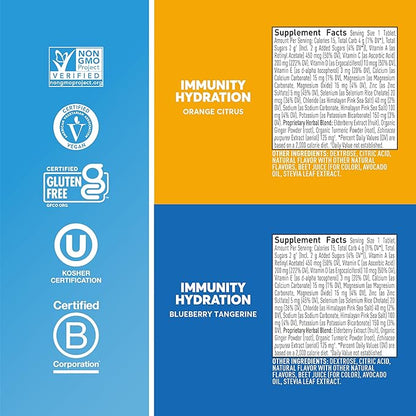 Nuun Hydration Immunity Electrolyte Tablets With 200mg Vitamin C, Blueberry Tangerine + Orange Citrus Flavors, 5 Essential Electrolytes for Hydration, Vegan, Non-GMO, 4 Pack (40 Servings)