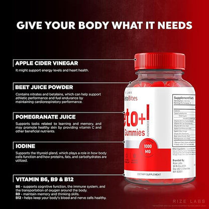 Keto Bites ACV Gummies, All Natural Keto ACV Gummies for Advanced Weight Loss, KetoBites Gummy, Apple Cider Vinegar Supplement, Official Keto + ACV Reviews (60 Gummies)