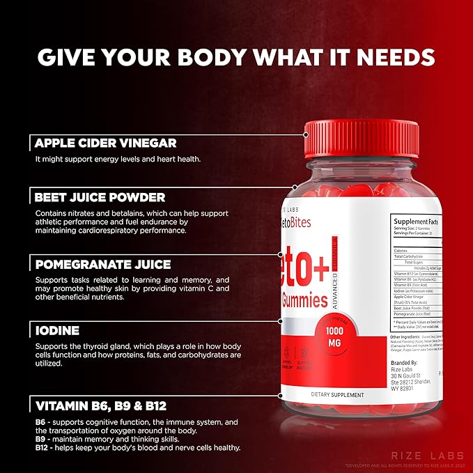 Keto Bites ACV Gummies for Advanced Weight Loss, All Natural Apple Cider Vinegar Supplement (180 Gummies)