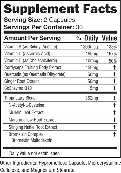 Asthma Relief,Bronchial Health,Lung Cleanse and Detox by OmniBreathe,30-Day Respiratory Wellness Supplement,Naturally Reduce Cough & Clear Mucus/Phlegm for Smokers in 24H,60 Veg Capsules(Read Reviews)