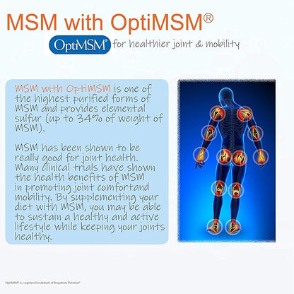Doctor's Best MSM with OptiMSM, Joint Support, Immune System, Antioxidant and Protein-Building Role, Non-GMO, Gluten Free, 1000 mg, 180 Caps