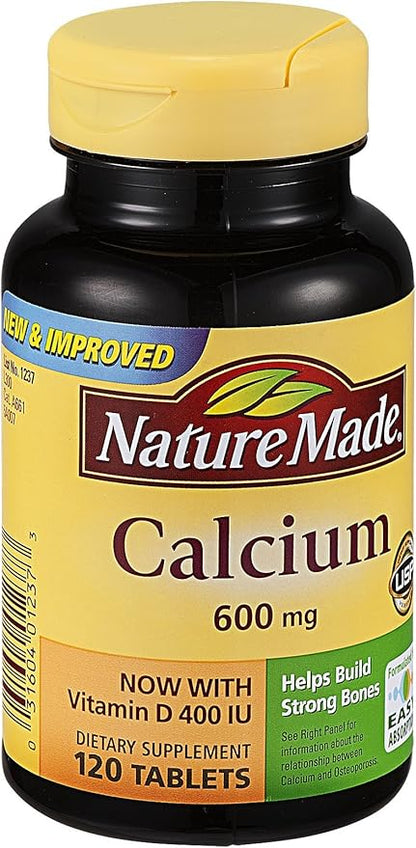 Nature Made Calcium 600 mg with Vitamin D3, Dietary Supplement for Bone Support, 120 Tablets (Pack of 3)