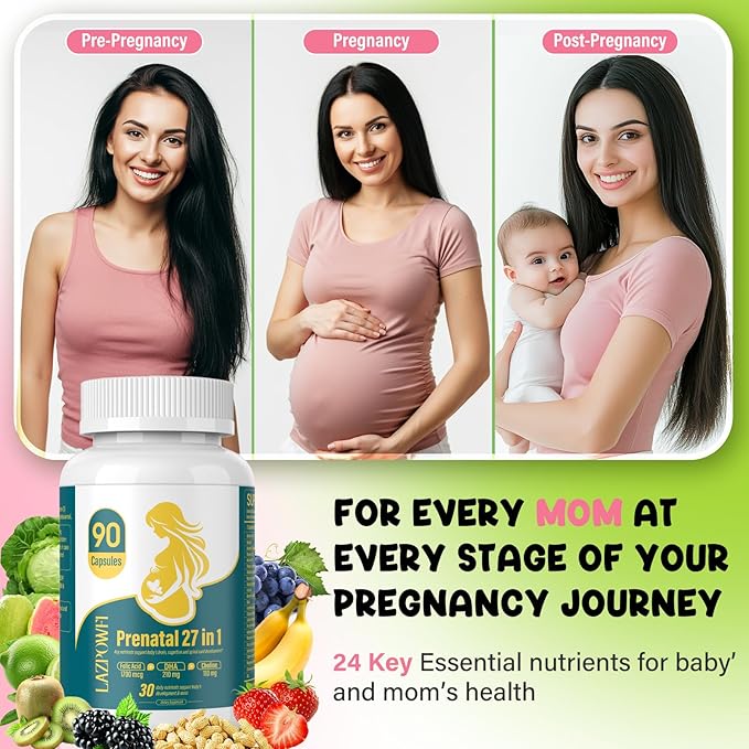 Prenatal Vitamins for Women multivitamin with Folic Acid DHA Choline for Pregnant and Breastfeeding Women Niacinamide Biotin and Minerals 27 in 1 Needed Supplement 90 Capsules-49