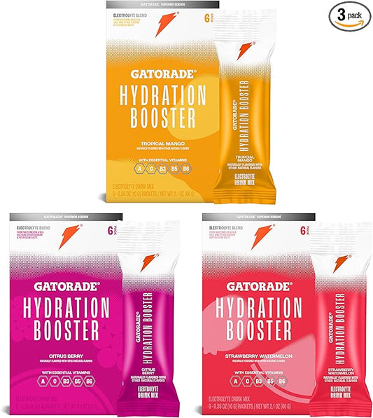 Gatorade Hydration Booster - All 3 Flavors (Strawberry Watermelon, Tropical Mango, Citrus Berry)