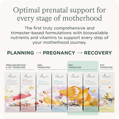 HealthyNest 3rd Trimester Prenatal Vitamin | Pregnancy Support for Fetal Brain Development with Methylfolate, Choline, DHA, Iron, Inositol | 31 Day Supply