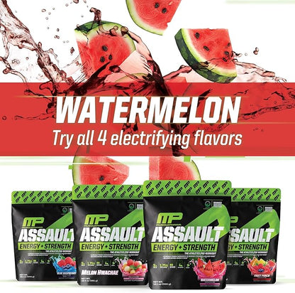 Muscle Pharm Assault Energy & Strength Pre Workout Powder for Men & Women with Beta Alanine, Caffeine, Creatine & Betaine Anhydrous, Pre-Workout Supplements, 30 Servings, Watermelon Flavor