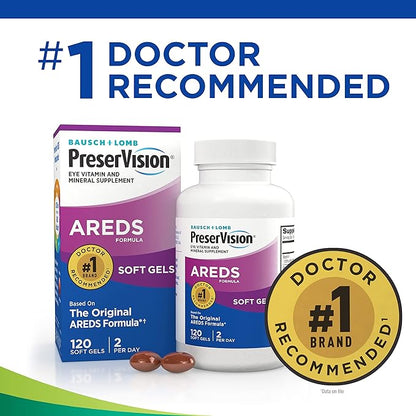 PreserVision Eye Vitamin & Mineral Supplement, from Bausch + Lomb, 120 Count (Pack of 1) Packaging may vary