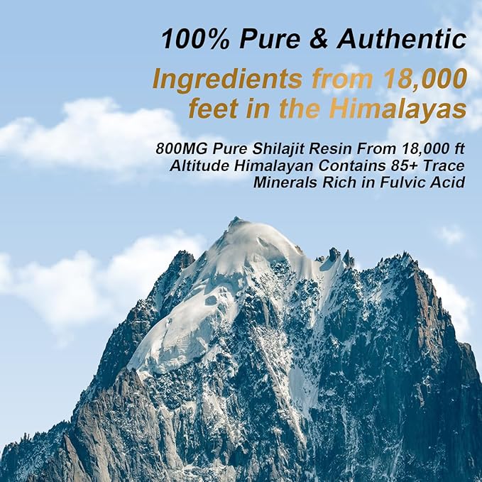 Shilajit Pure Himalayan Organic Resin - 800mg Maximum Potency Natural Organic Shilajit Resin with 85+ Trace Minerals & Fulvic Acid for Energy, Immune Support, Men & Women, 30 Grams