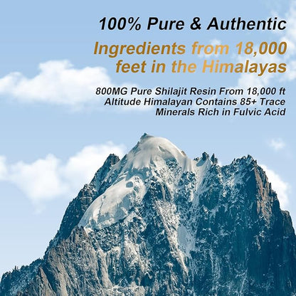 Shilajit Pure Himalayan Organic Resin - 800mg Maximum Potency Natural Organic Shilajit Resin with 85+ Trace Minerals & Fulvic Acid for Energy, Immune Support, Men & Women, 30 Grams