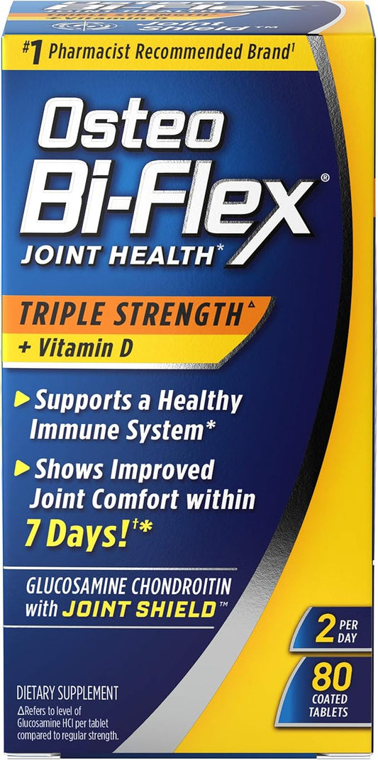 Osteo Bi-Flex Triple Strength(5) with Vitamin D Glucosamine Chondroitin Joint Health Supplement, Coated Tablets, 80 Count