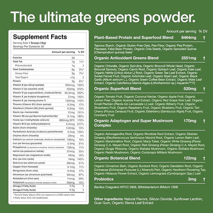 Huel Daily Greens | Superfood Greens Powder | 91 Vitamins, Minerals, and Wholefood-Sourced Ingredients | Adaptogens, Antioxidants, Gut-Friendly Probiotics | 30 Servings