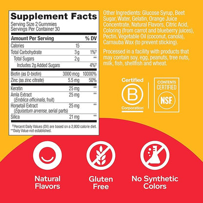 OLLY Heavenly Hair Gummy, Supports Healthy Hair, Keratin, Biotin, AMLA, Chewable Supplement, 30 Day Supply - 60 Count