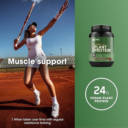 Optimum Nutrition Gold Standard 100% Plant Based Protein Powder, Gluten Free, Vegan Protein for Muscle Support and Recovery with Amino Acids - Rich Chocolate Fudge, 20 Servings (Packaging May Vary)