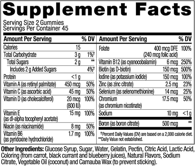 OLLY Women's Multivitamin Gummy, Vitamins A, D, C, E, Biotin, Folic Acid, Adult Chewable Vitamin, Berry Flavor, 45 Day Supply - 90 Count (Packaging May Vary)